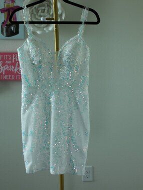 White sequin mini dress